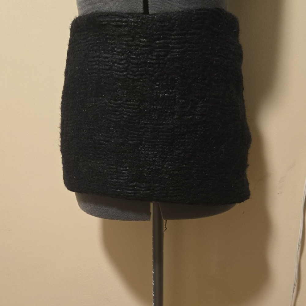 Black Bubble Mini Skirt with Ribbed Texture
